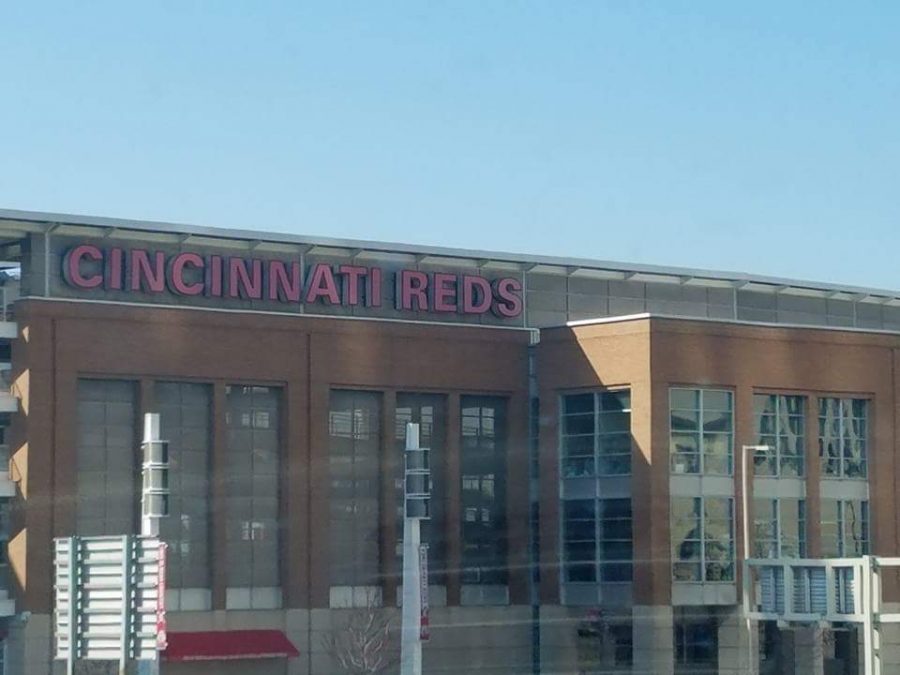 Cincinnati Reds Baseball stadium as we pass through on the way back to Kansas.