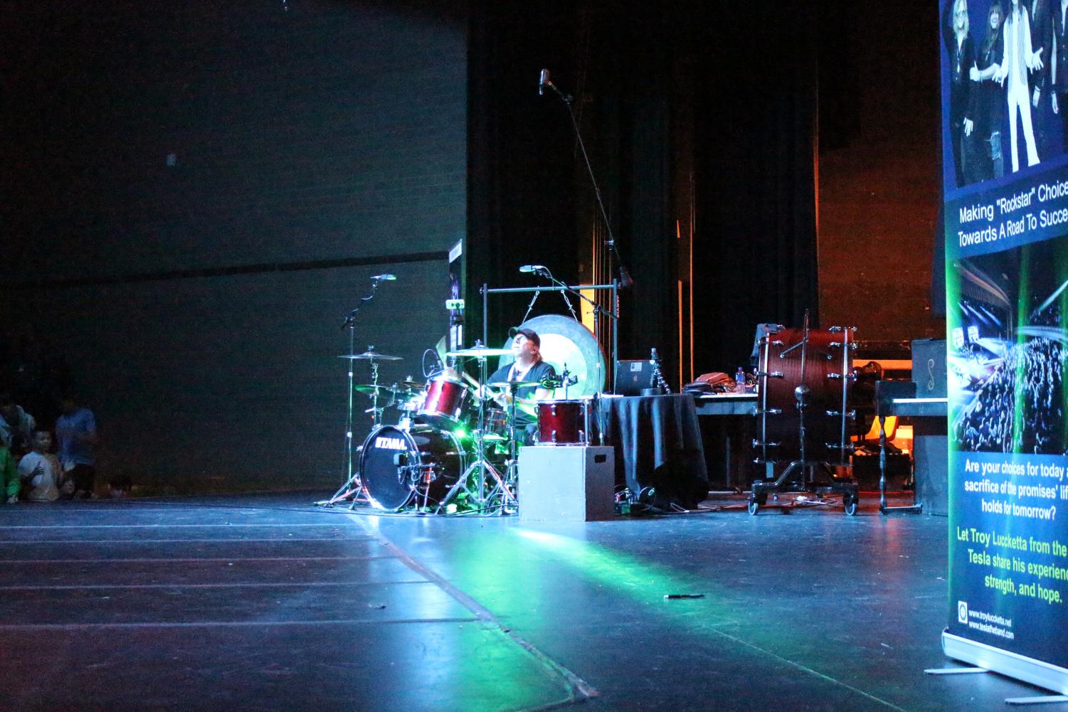 Tesla+drummer+performs+for+freshman+assembly+%28Photos+by+Emma+Baxter%29