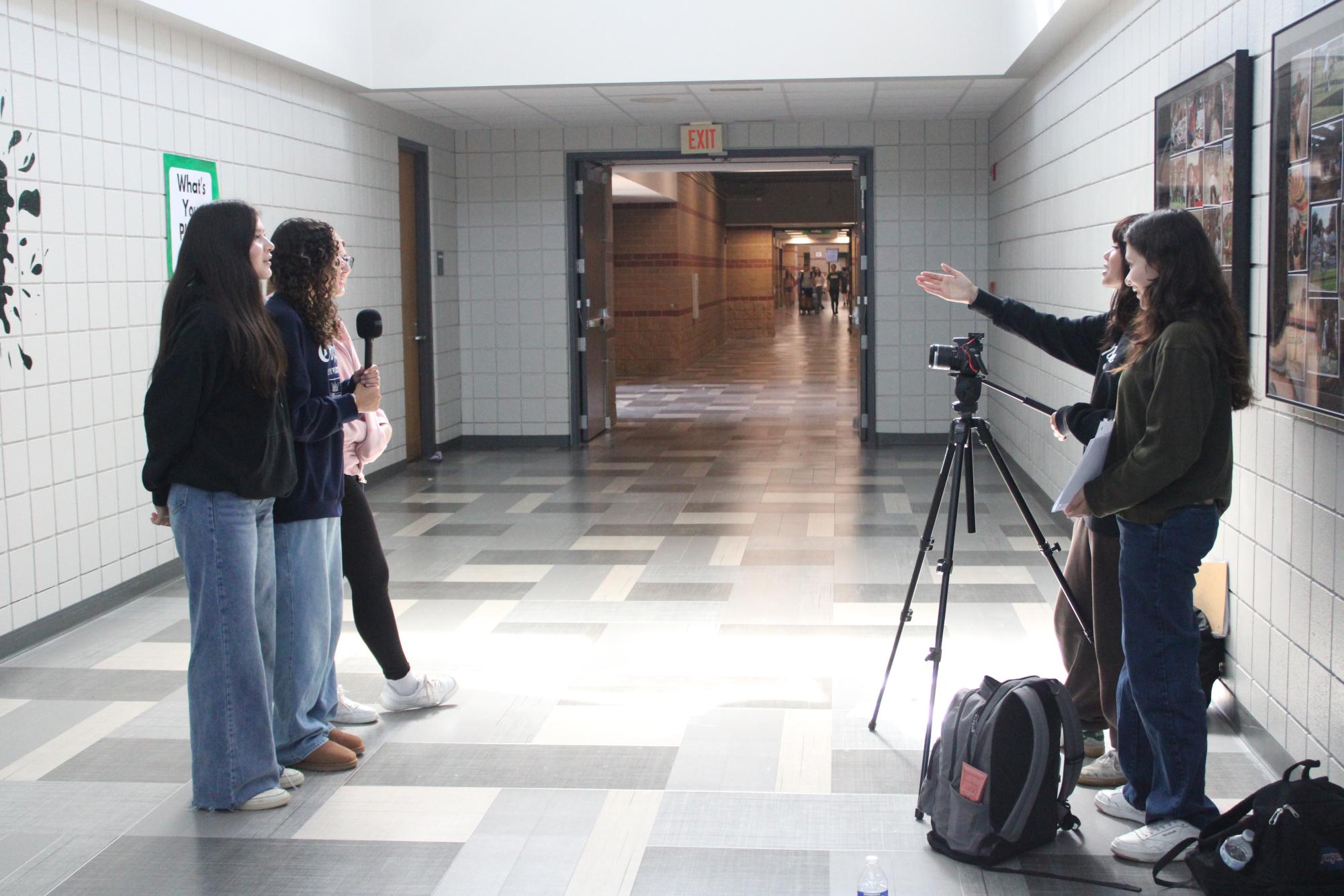 Students+filming+a+notecard+presentation+%28Photos+by+Noah+Cook%29