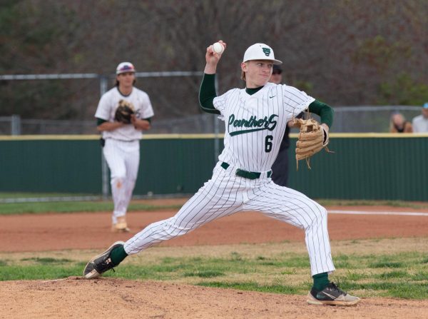 Senior pitcher Colby Morgan throws a pitch in the game against Bishop Carroll on Saturday. The panthers lost 2-0 in the 10 inning. 