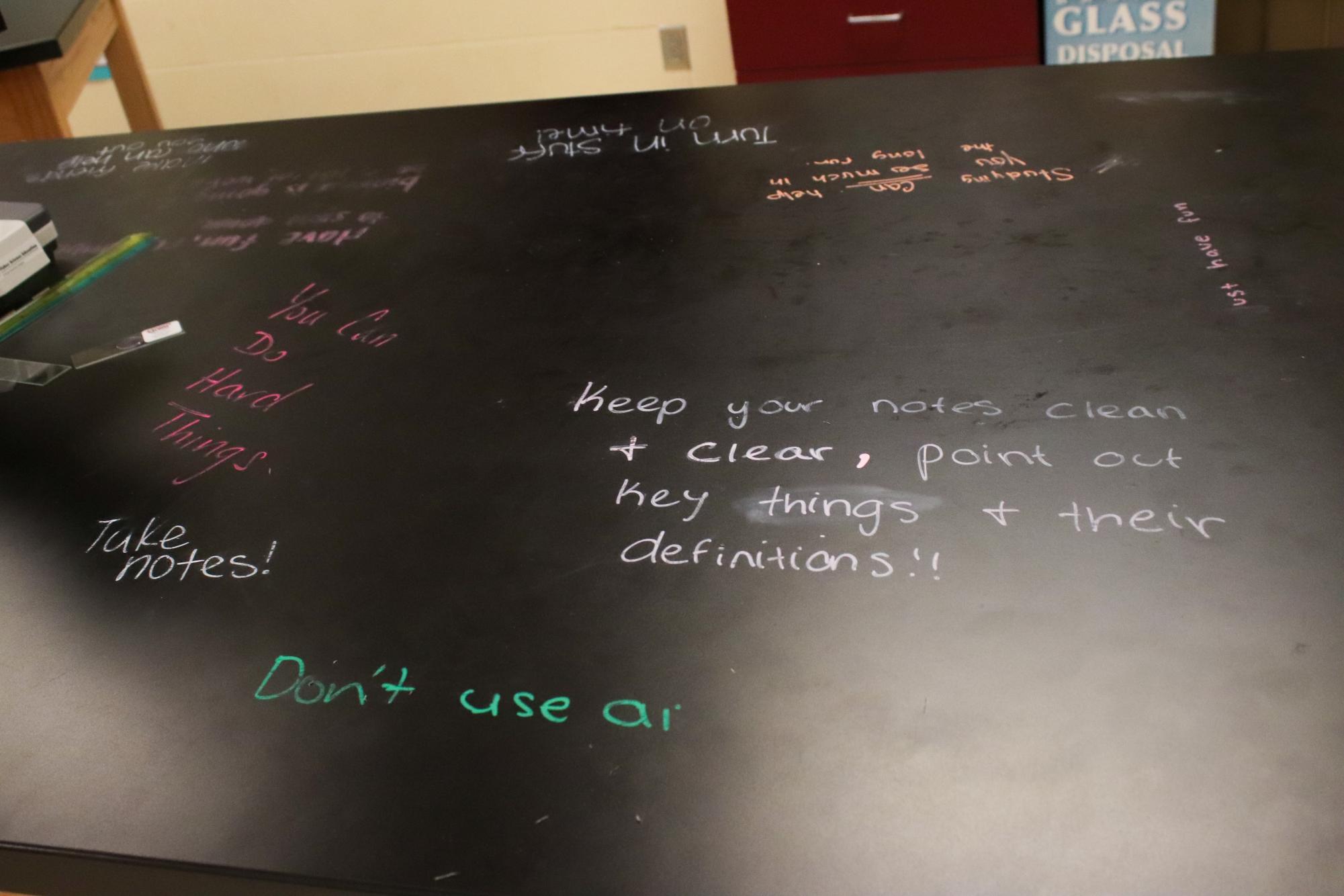 Encouraging notes to future students from Bio-Med students (Photos by Laylah Allen)