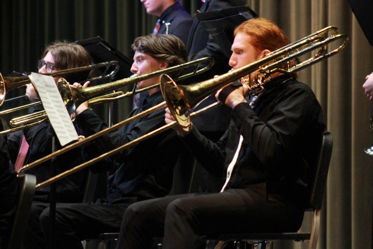 Sophomore Alec Pentheny plays the trombone.