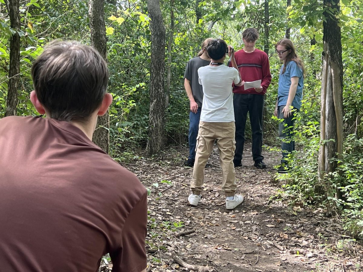  Sophomore Emry Costilla directing actors in his student film.