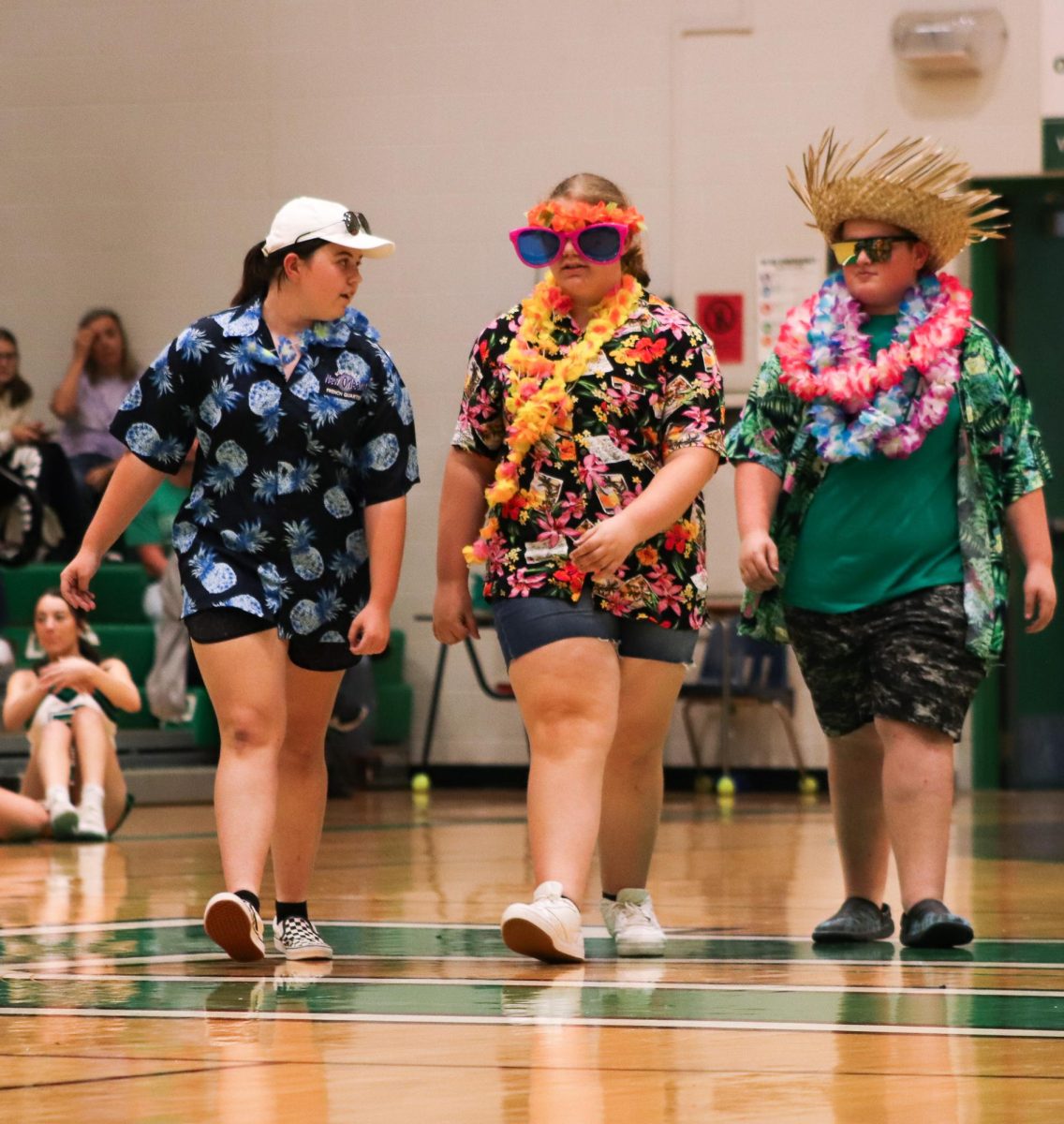 Students show off their "Surfing Safari" spirit week outfits.