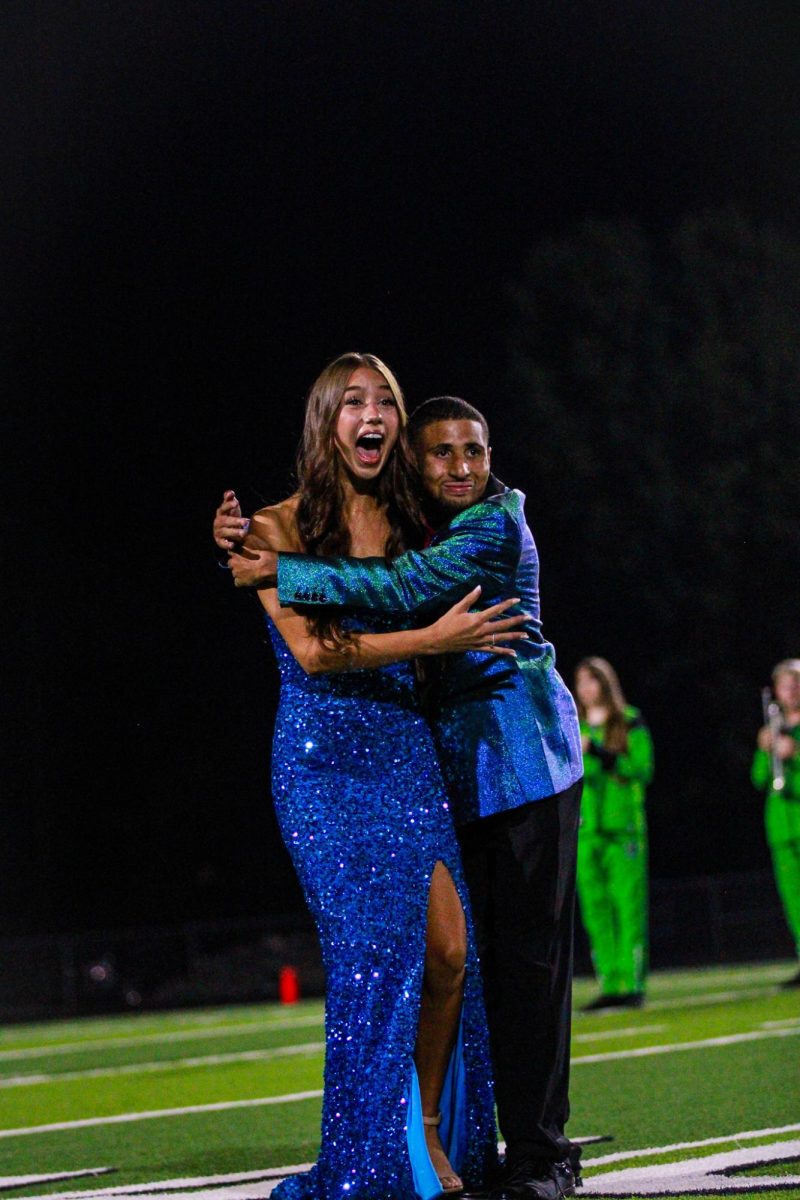 HomeComing Court was announced during halftime. Mallory Baker and Boston Dunn won King and Queen