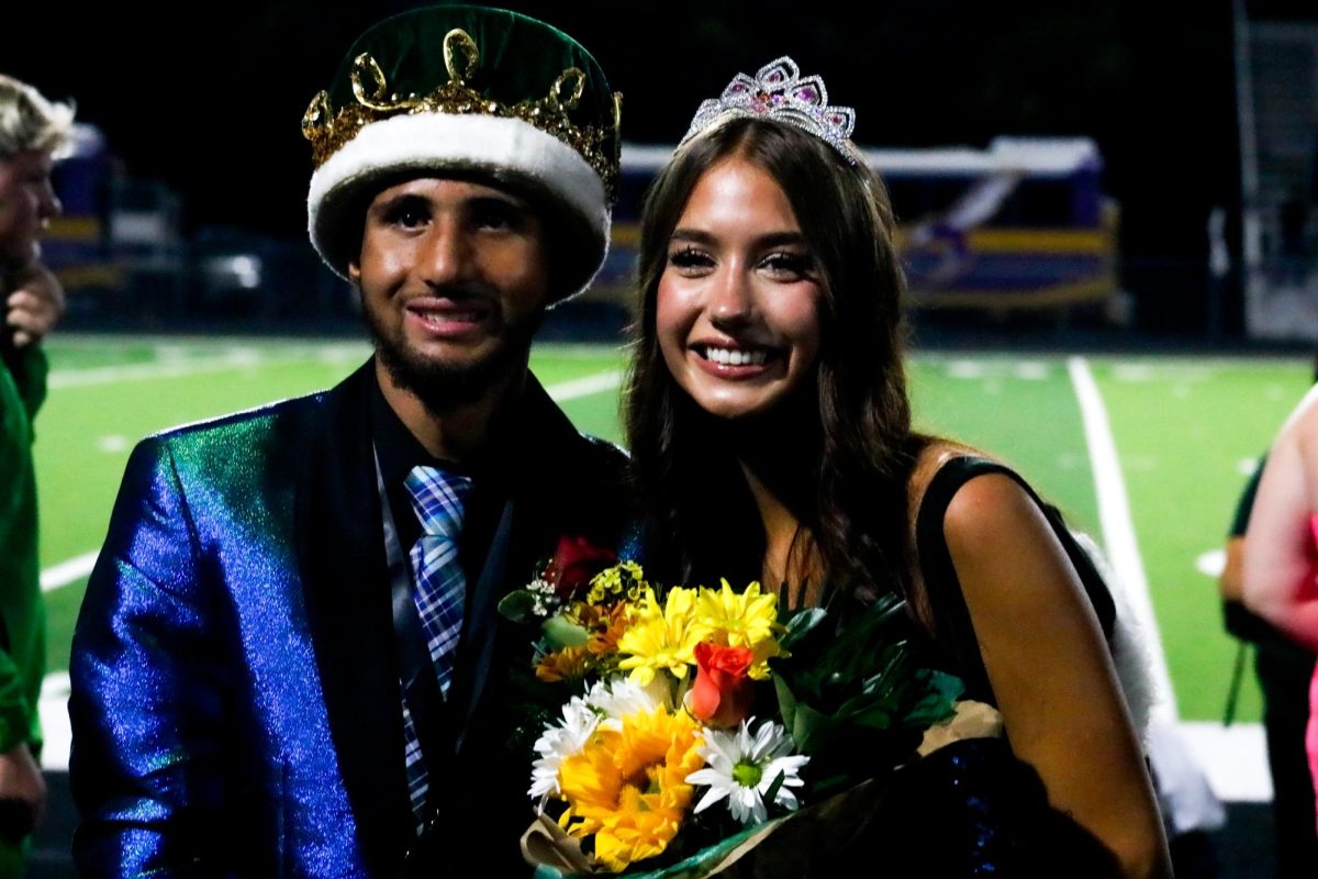 Homecoming King and Queen seniors Boston Dunn and Mallory Baker pose together.