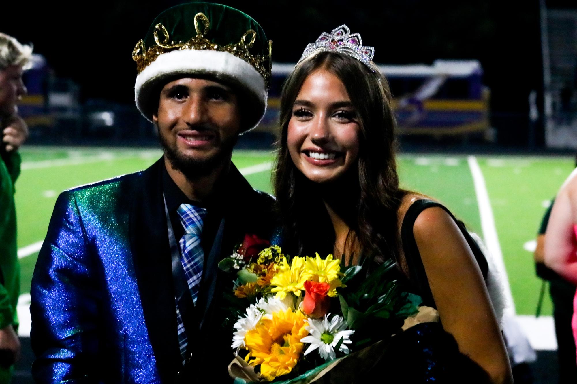 Homecoming King and Queen seniors Boston Dunn and Mallory Baker pose together.