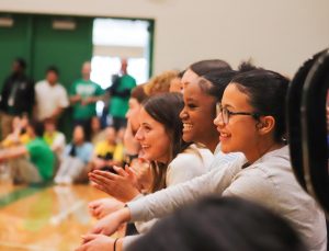 Juniors cheer for their team.