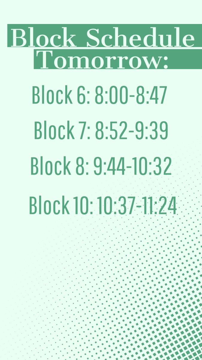 Block schedule for March 14.