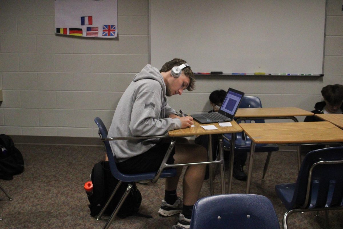 Student works on junior project. 