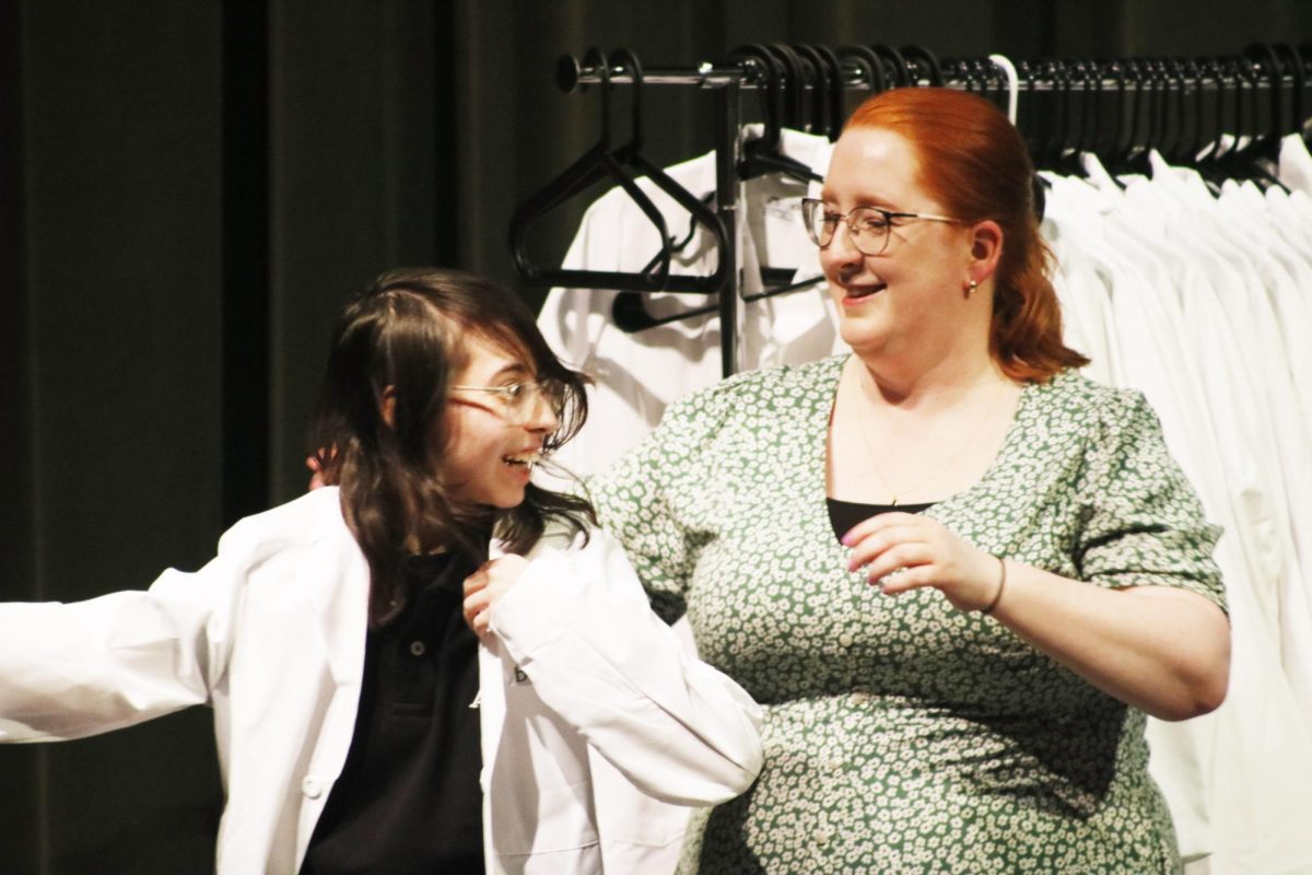 The HOSA White Coat Ceremony took place on April 16, showcasing juniors who completed their third year in the Biomedical program. Seniors presented their Capstone presentations, and food and drinks were served in the commons after the event.