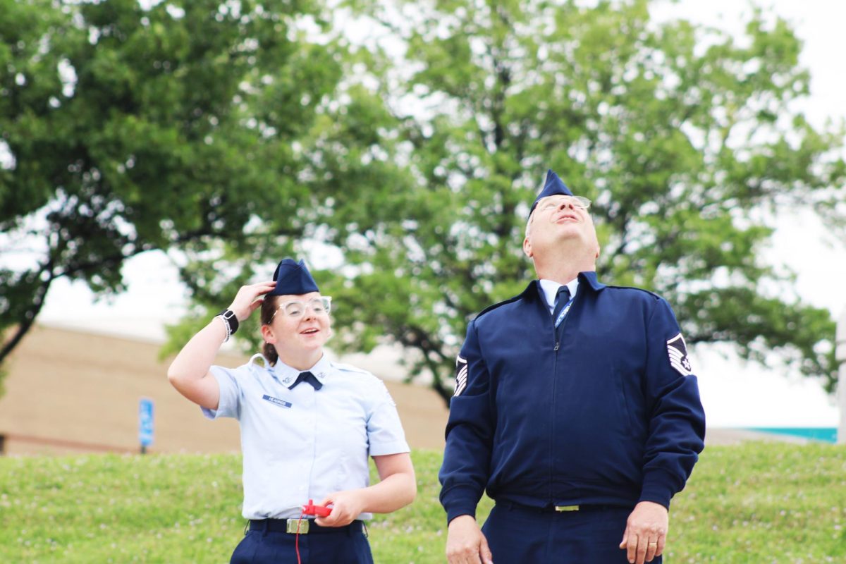 AFJROTC went outside by the practice field to shoot off rockets on May 5. 