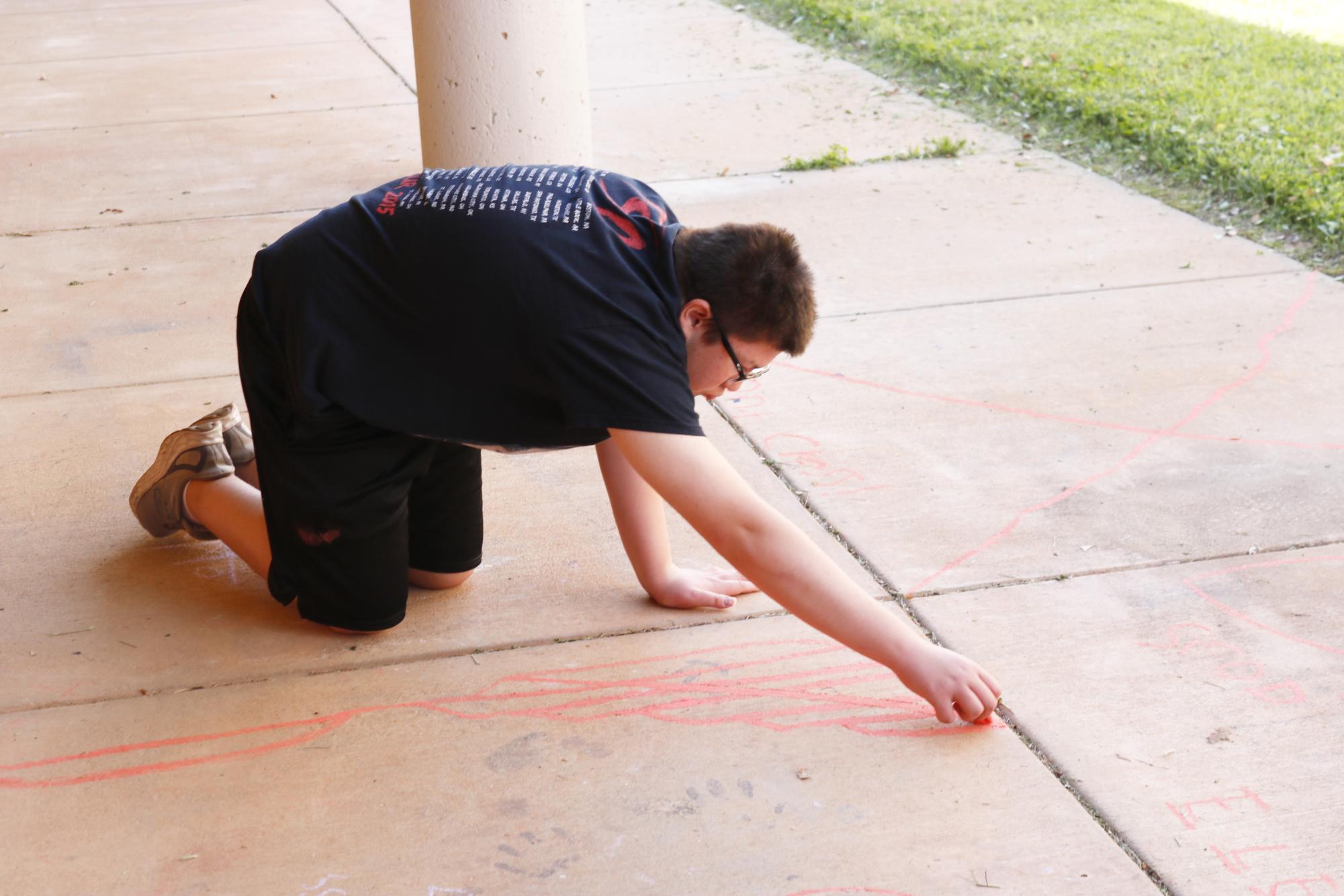 Chalk-drawing outside K-building (Photos by Emma Searle)