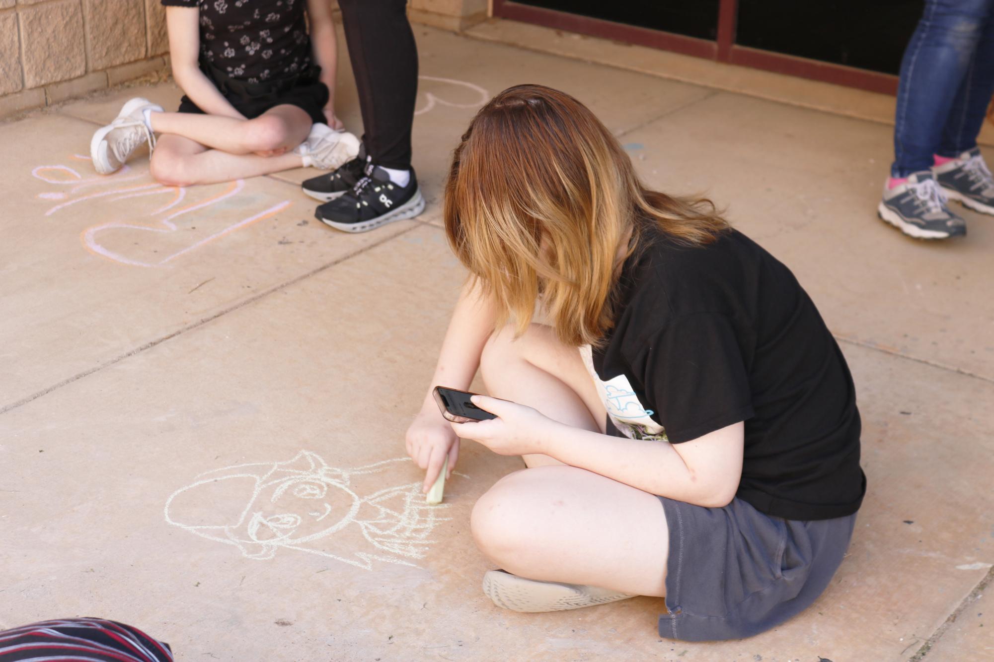 Chalk-drawing outside K-building (Photos by Emma Searle)