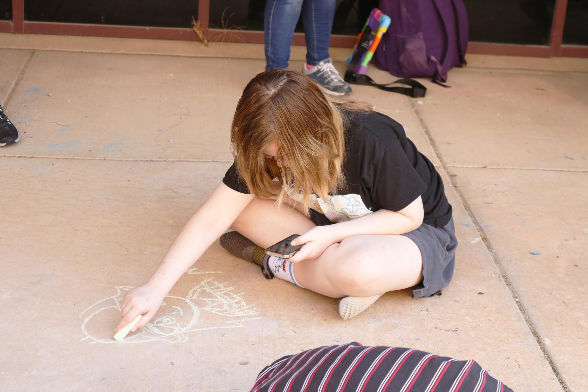 Chalk-drawing outside K-building (Photos by Emma Searle)