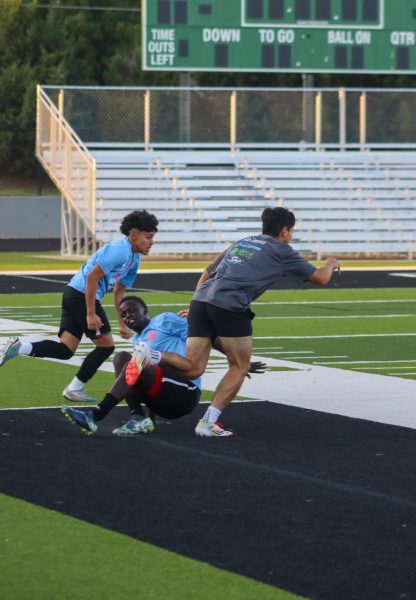 player pushing each other