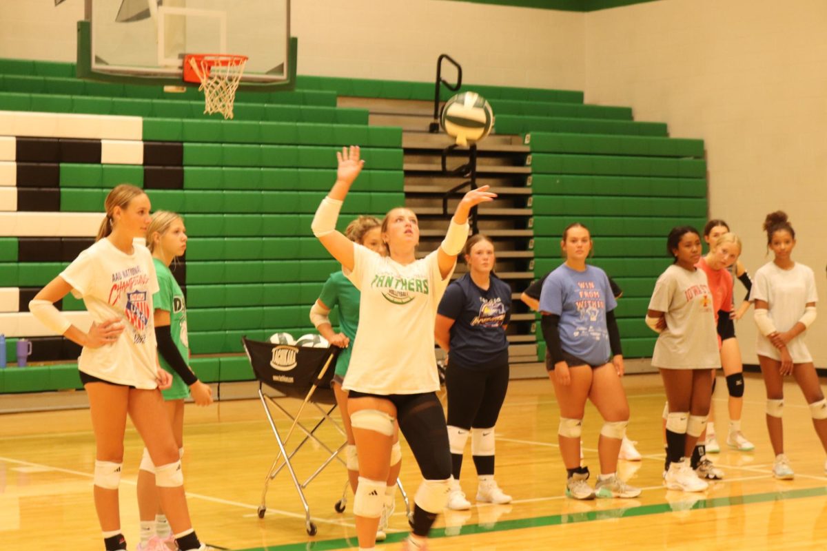 Player prepares to serve the ball.