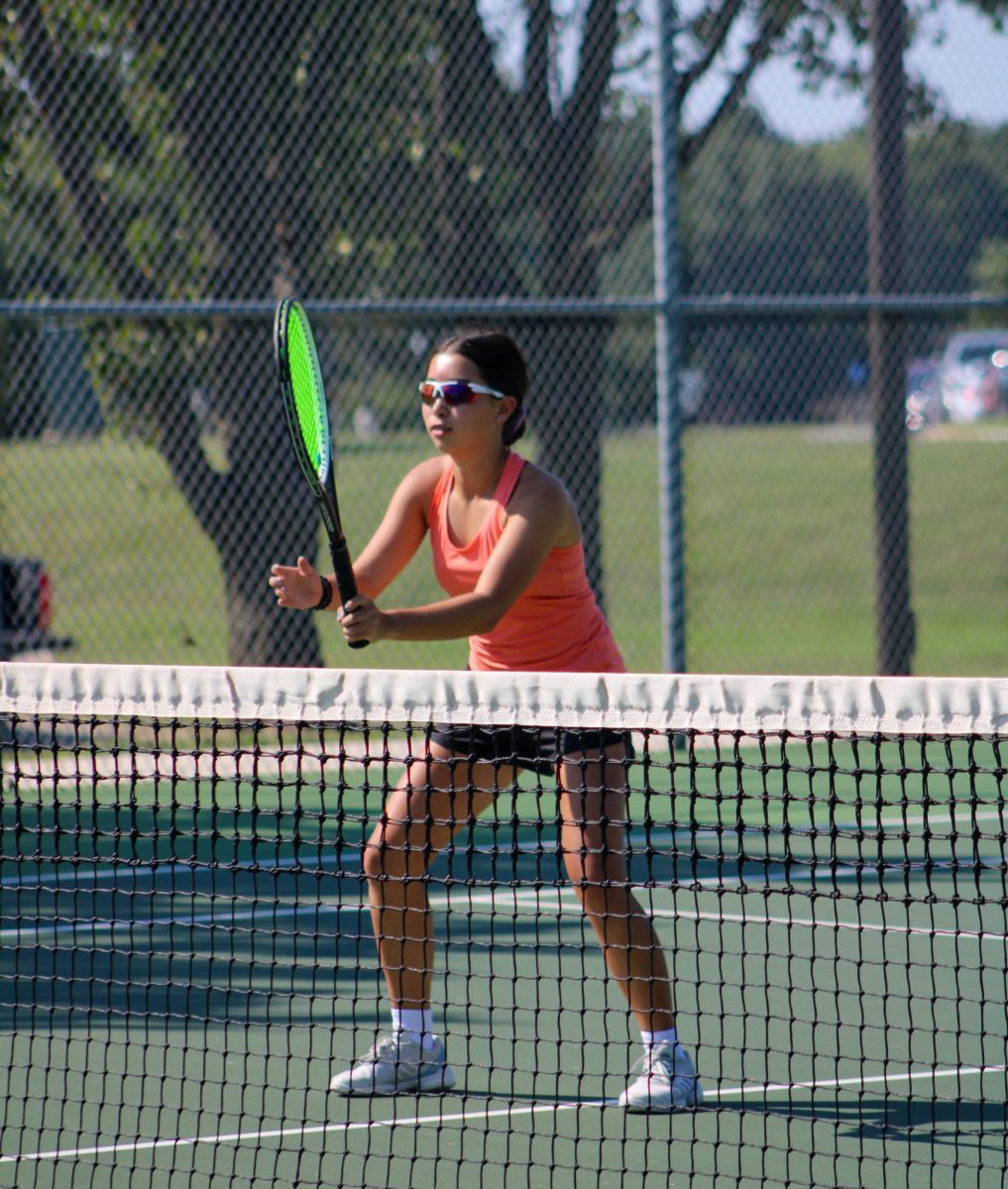 Mika Cermak getting ready to hit the ball.