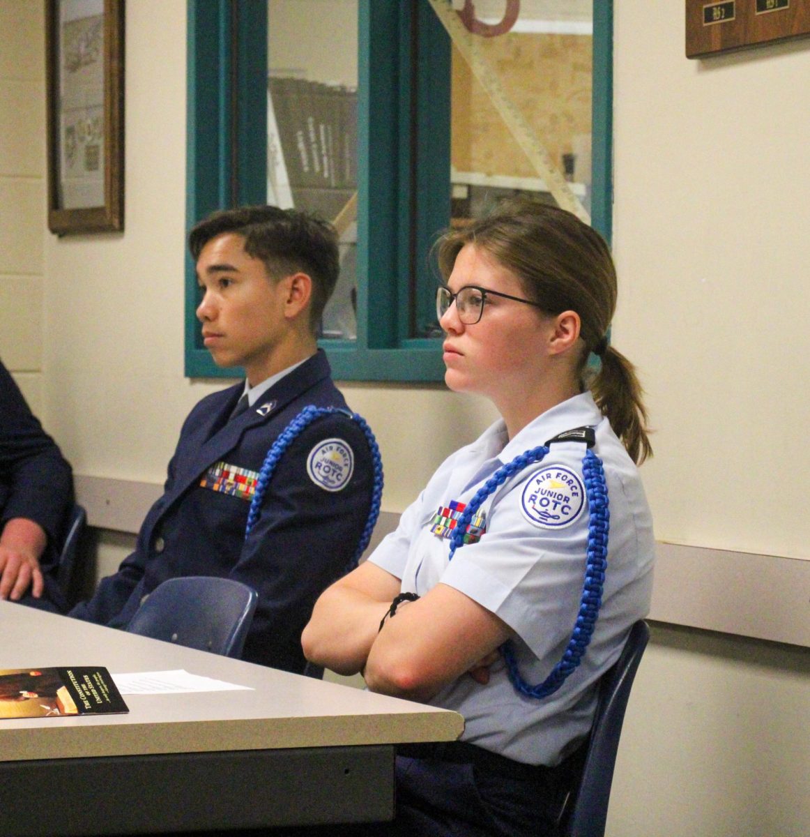 AFJROTC students listen to their speaker.