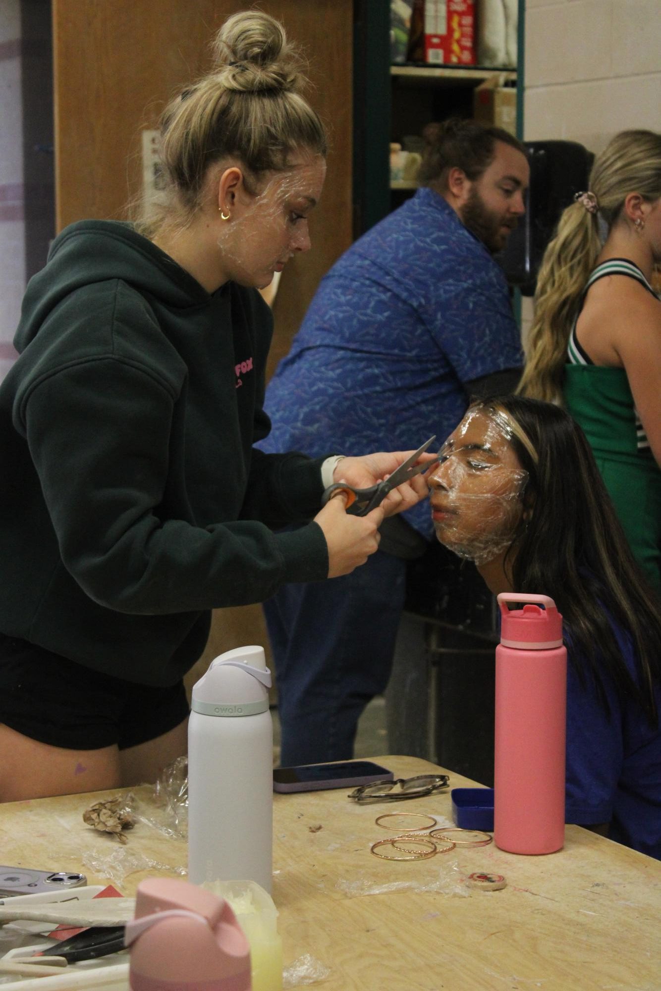 Paper mache mask in clay class (Photos by Bree Stuhlsatz)