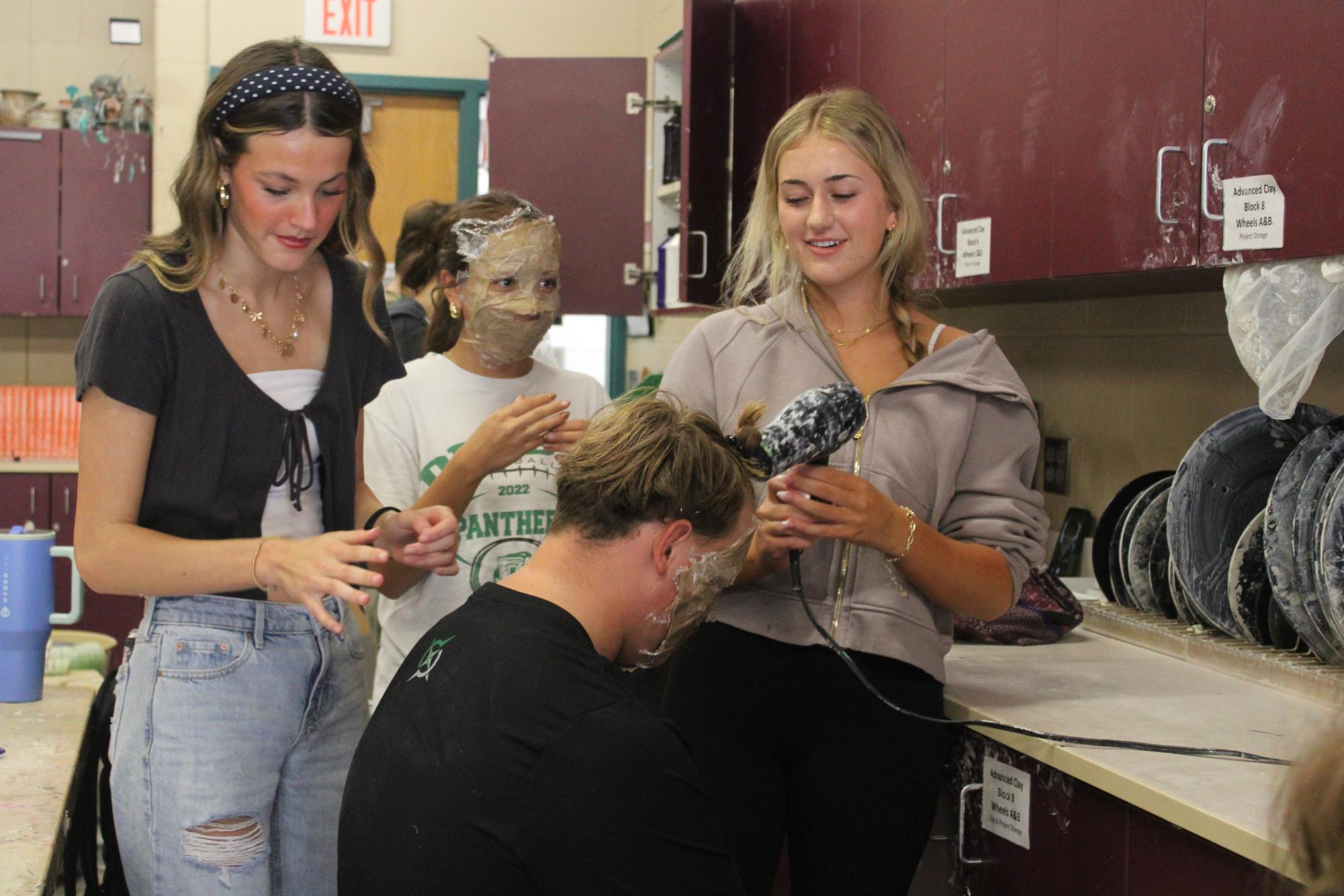 Paper mache mask in clay class (Photos by Bree Stuhlsatz)
