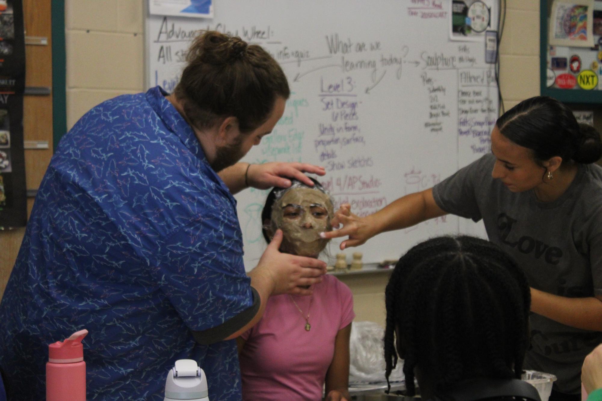 Paper mache mask in clay class (Photos by Bree Stuhlsatz)