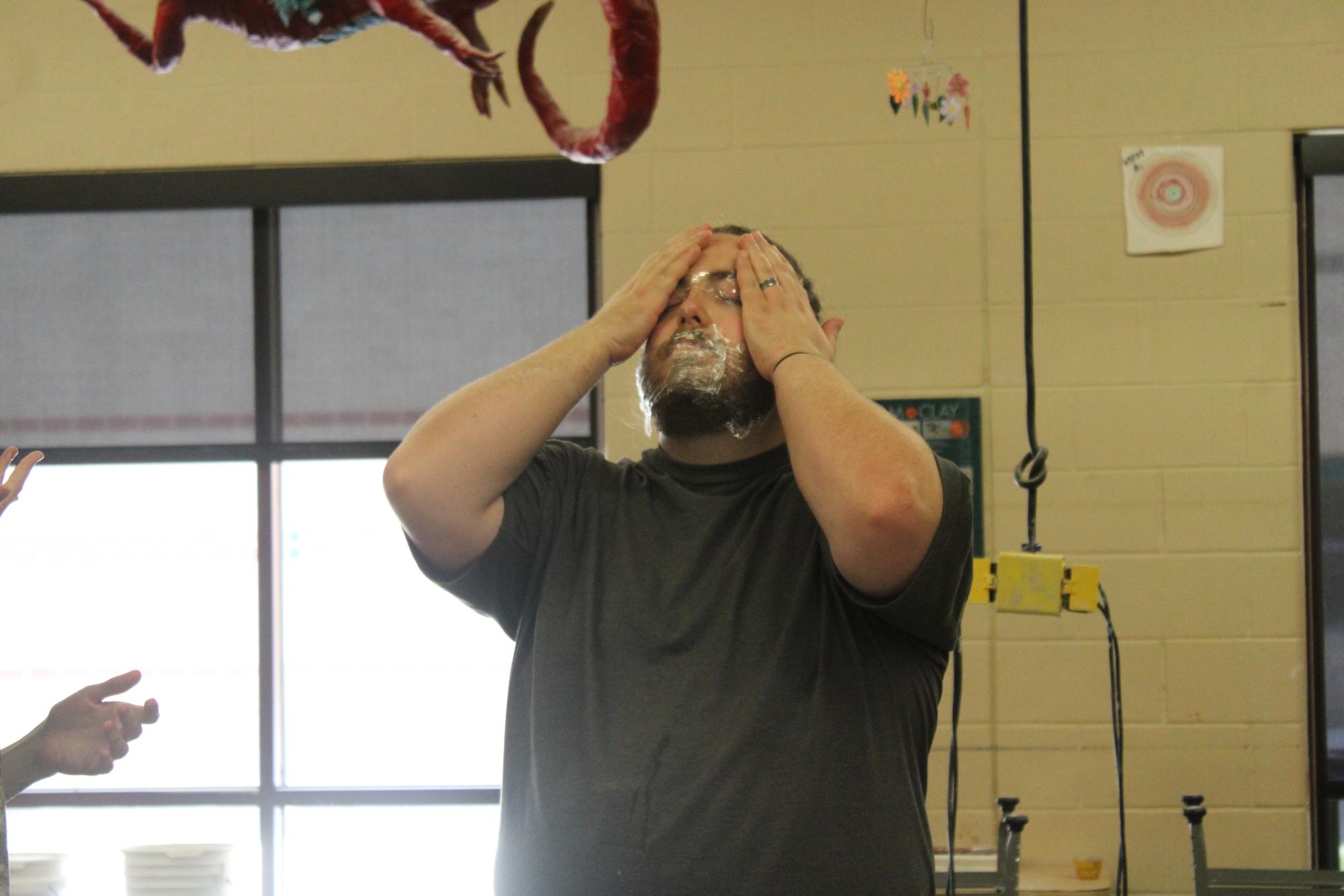 Paper mache mask in clay class (Photos by Bree Stuhlsatz)