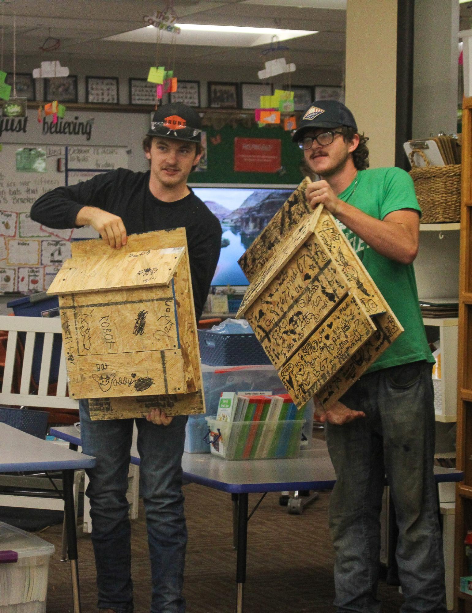 Finishing the Bat Houses (Photos by Janie Simard)