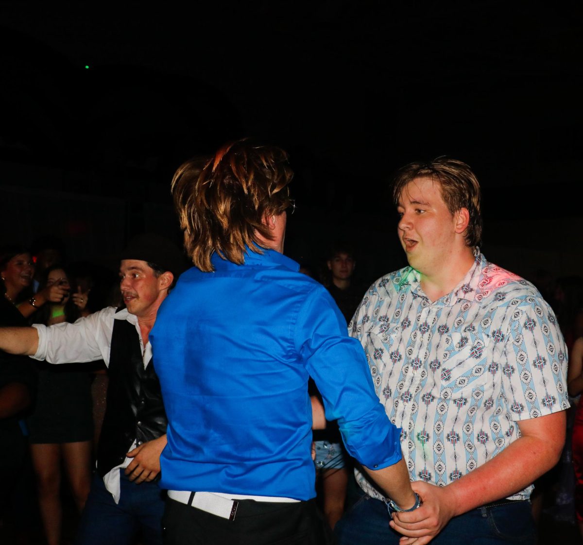Students dance along to the music.