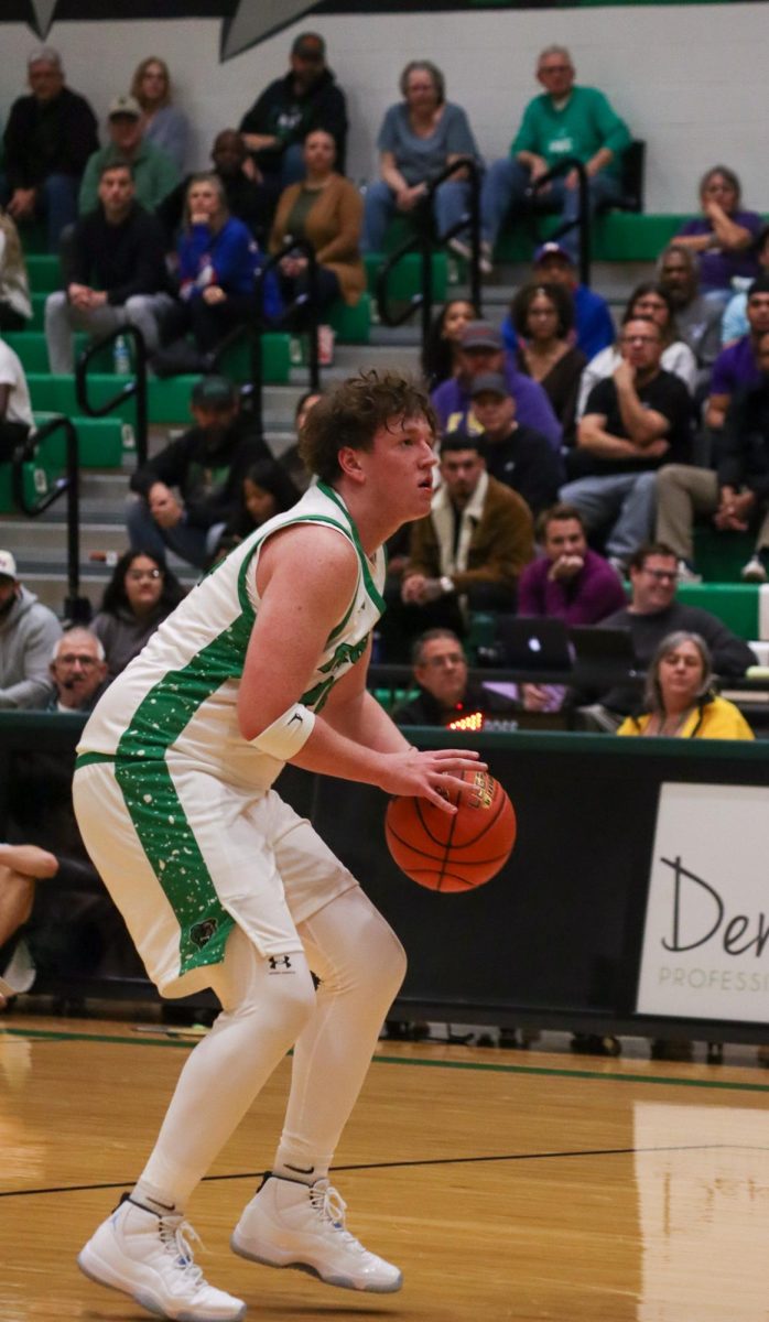 Player prepares to shoot the ball. 