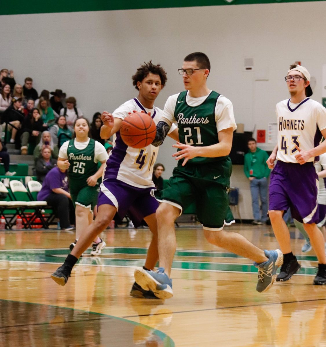 Player runs past opponents. 