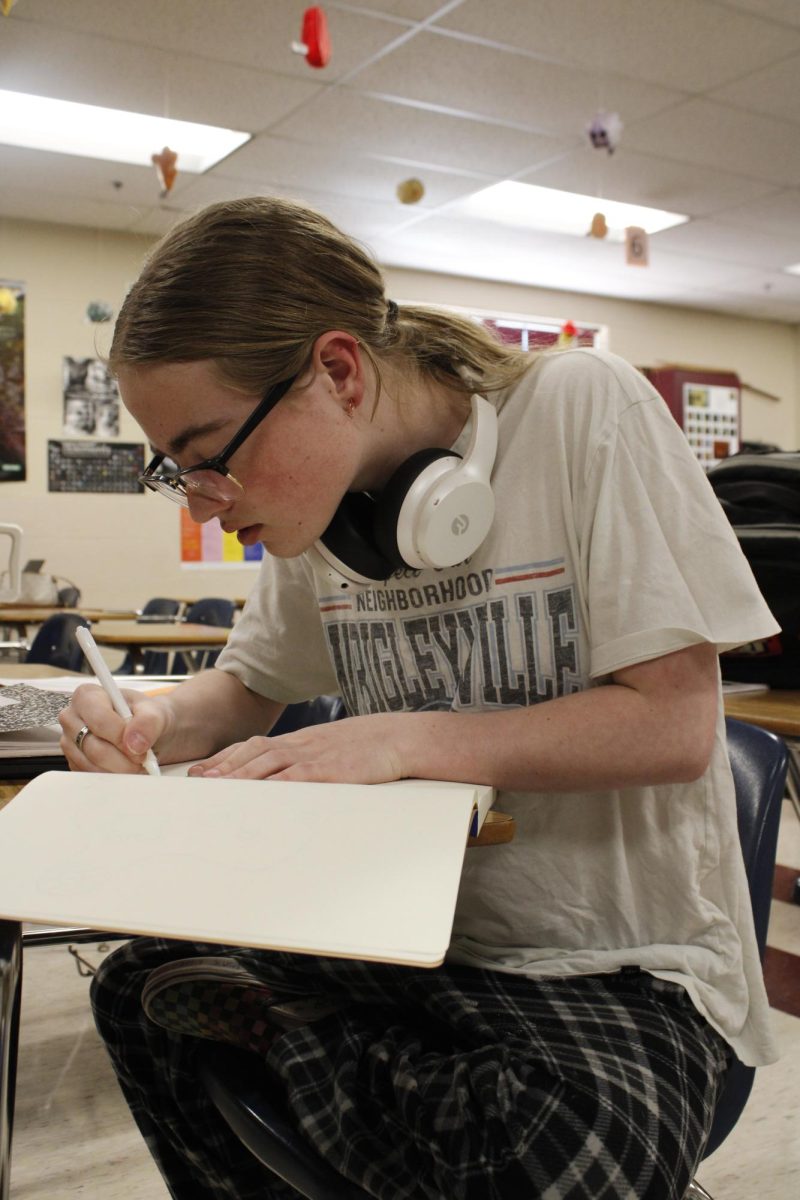 Student works on BioMed project.