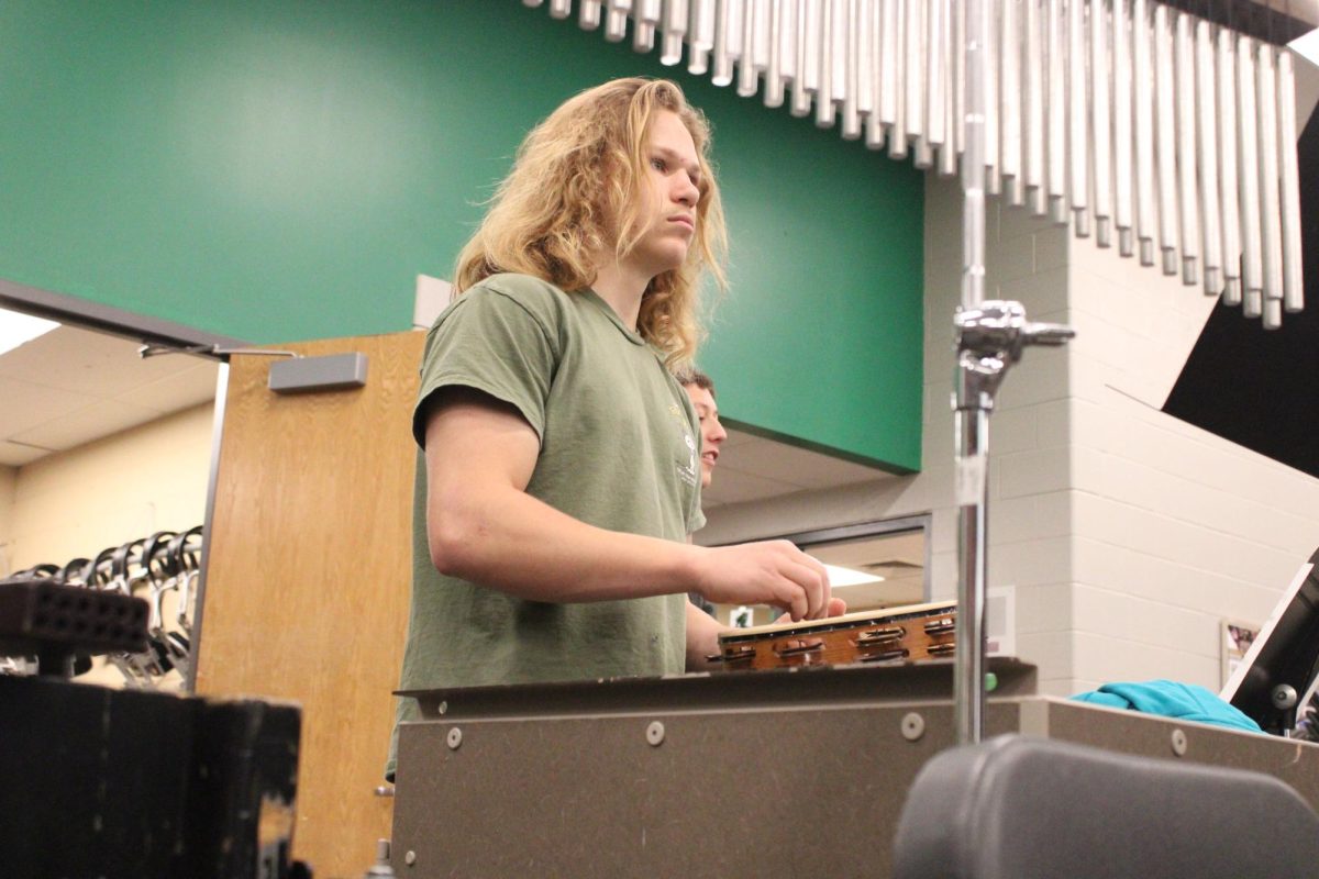 The percussion ensemble rehearsed for Solo and Ensemble festival.