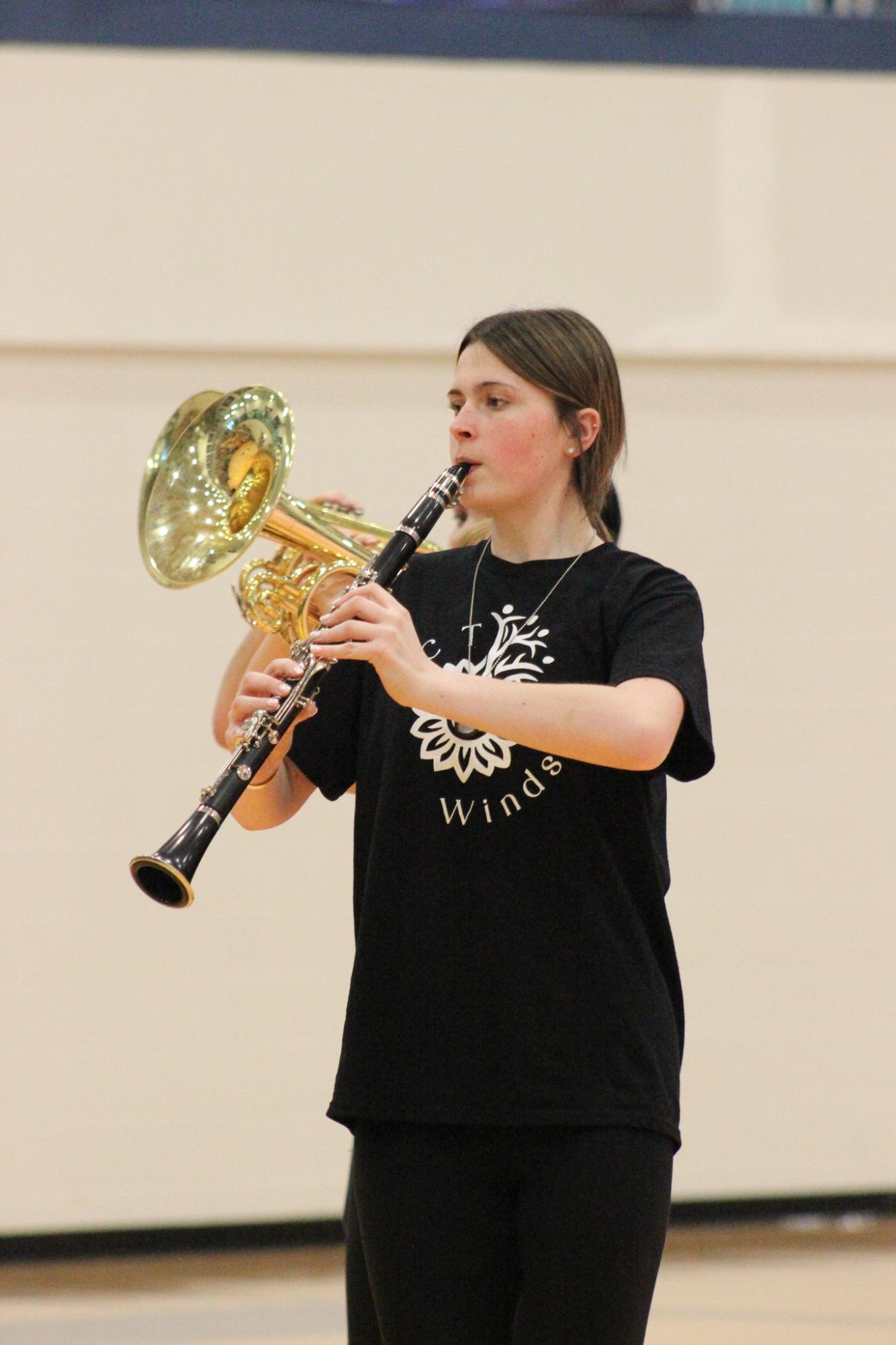 SIPAA ICT winds and winter guard performance (Photos by Bree Stuhlsatz)