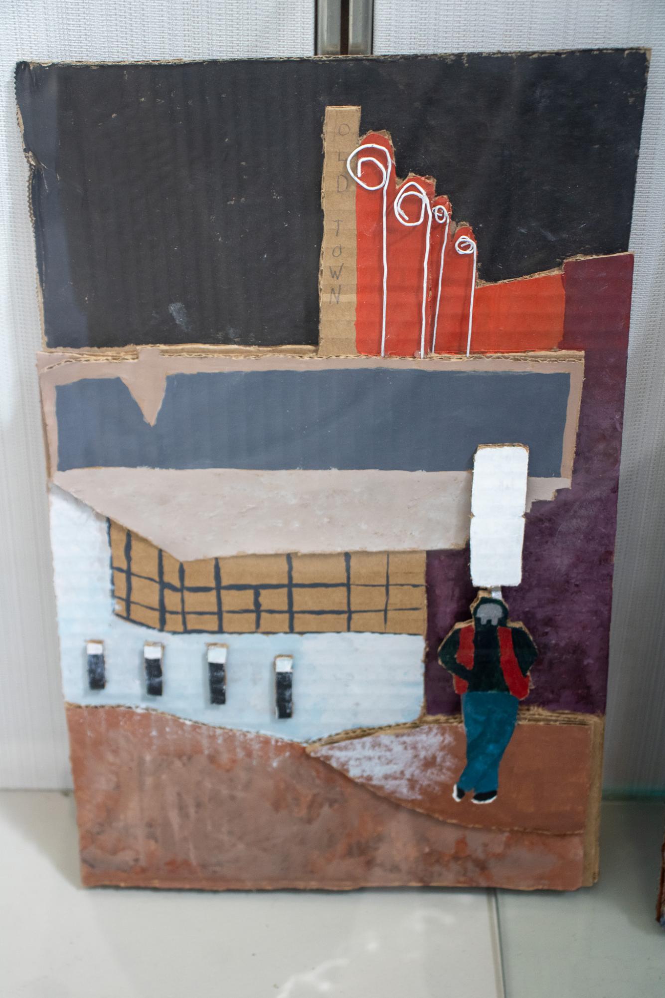 Art in K-Hall display case (Photos by Isaiah Gabriel)