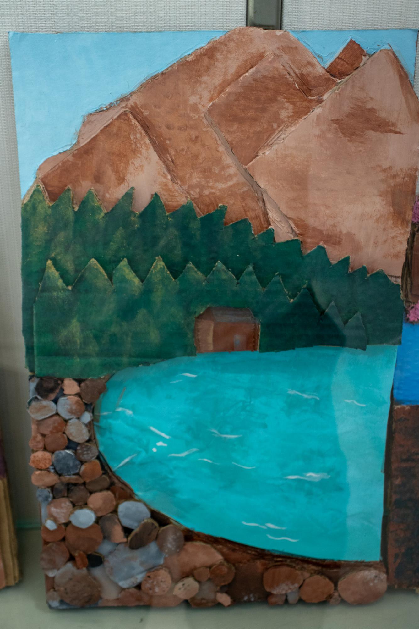Art in K-Hall display case (Photos by Isaiah Gabriel)