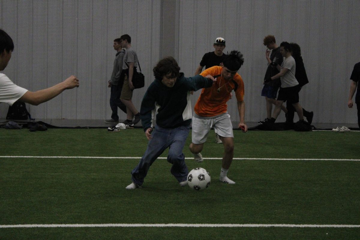 During PE class on April 17, Students play a variety of games in the turf.