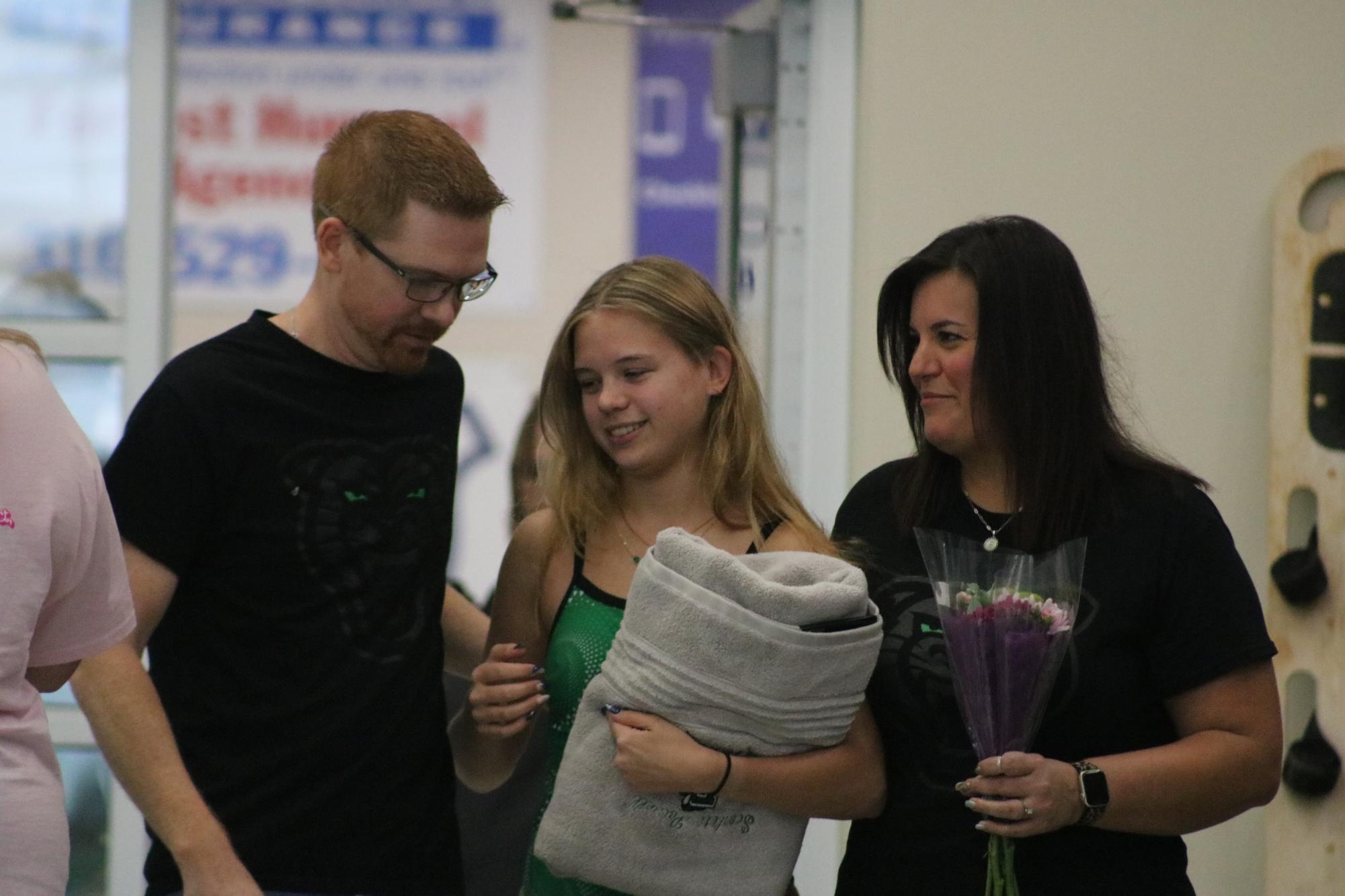 Girls swim senior night (Photos by Sophia Rogers)