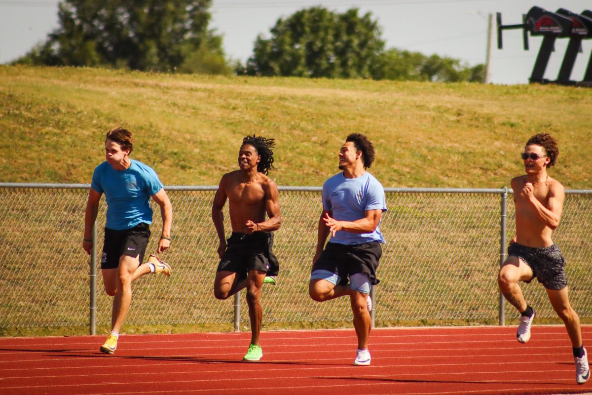 Track practicing out at the field.