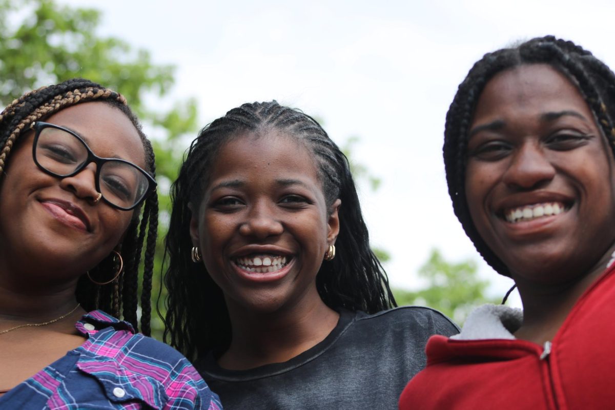 Friends smiling together.