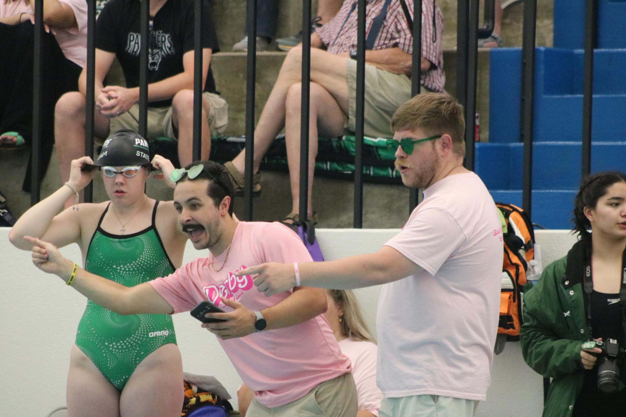 The girls swim team took home their 8 consecutive league title. They swept the other teams with 553.5 points while 2nd place had 296.5 points. 29 out of 38 swims were personal bests. 
